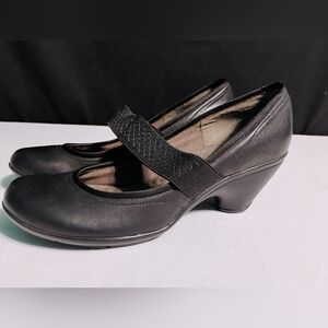 Privo Black Leather Mary Jane Heel Comfort Shoes Sz 9 M